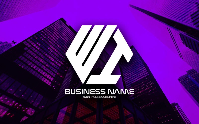 professional polygonal wi letter logo design for your business brand identity original
