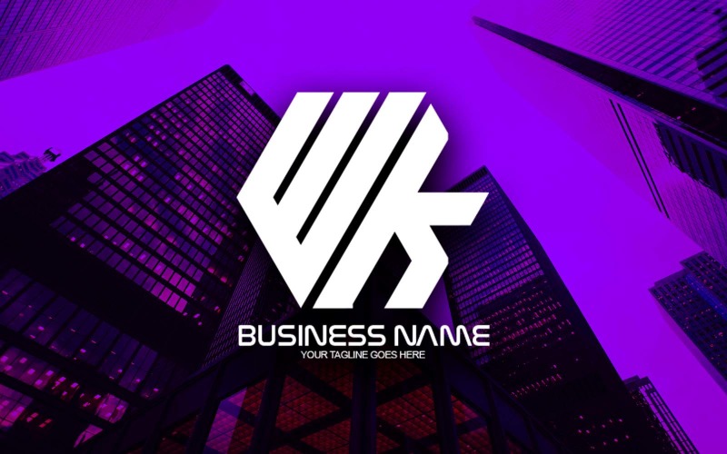 professional polygonal wk letter logo design for your business brand identity original