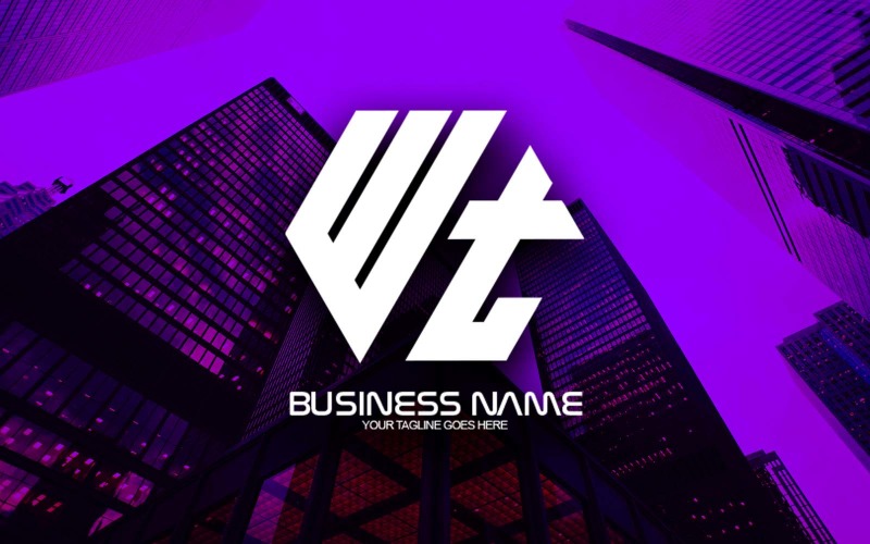 professional polygonal wt letter logo design for your business brand identity original
