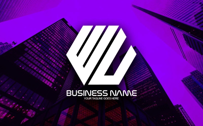 professional polygonal wu letter logo design for your business brand identity original