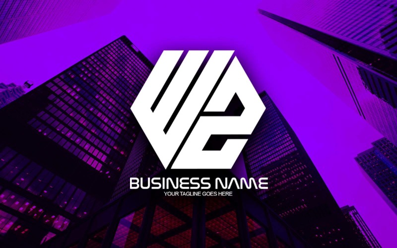 professional polygonal wz letter logo design for your business brand identity original