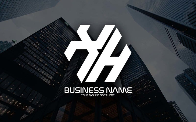 professional polygonal xh letter logo design for your business brand identity original