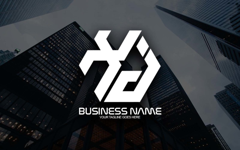 professional polygonal xj letter logo design for your business brand identity original