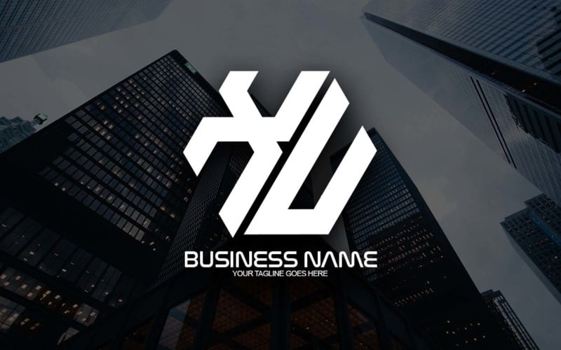 professional polygonal xu letter logo design for your business brand identity original