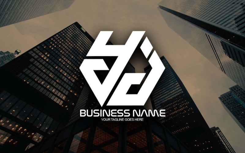 professional polygonal yj letter logo design for your business brand identity original