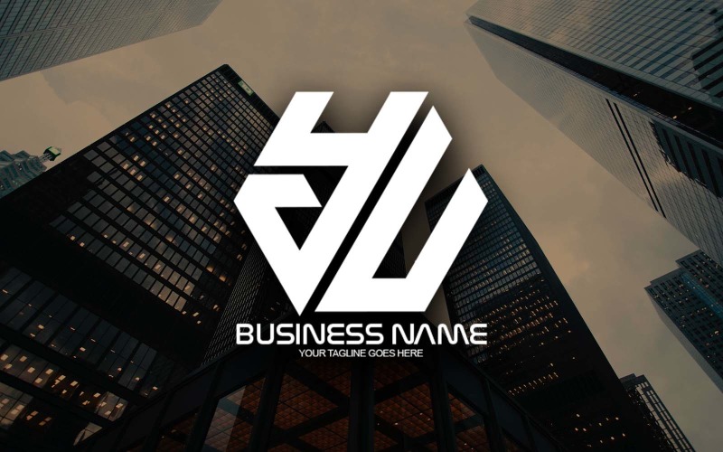 professional polygonal yu letter logo design for your business brand identity original