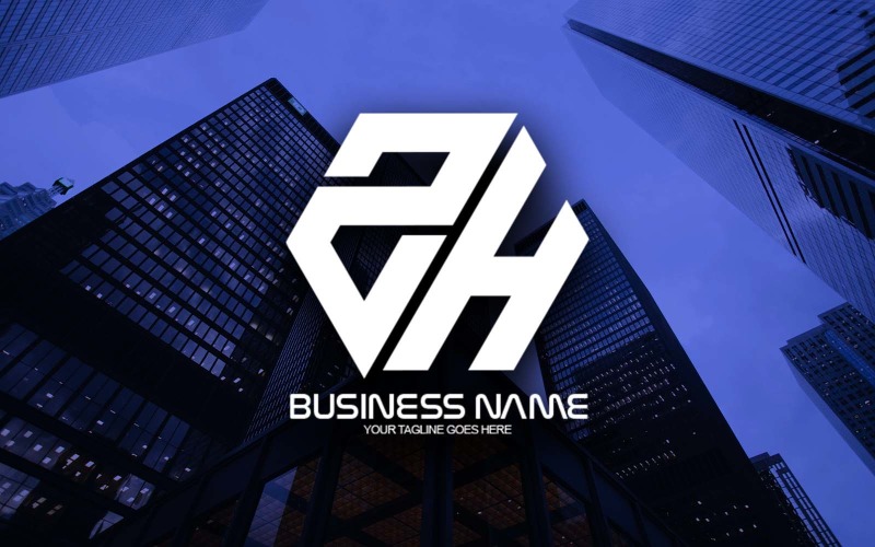 professional polygonal zh letter logo design for your business brand identity original