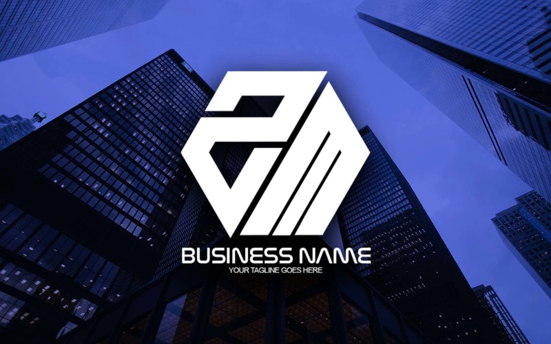 professional polygonal zm letter logo design for your business brand identity original