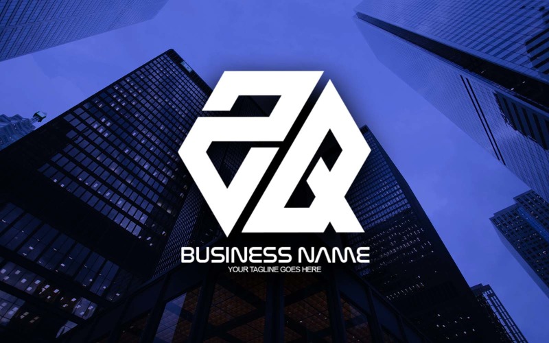 professional polygonal zq letter logo design for your business brand identity original