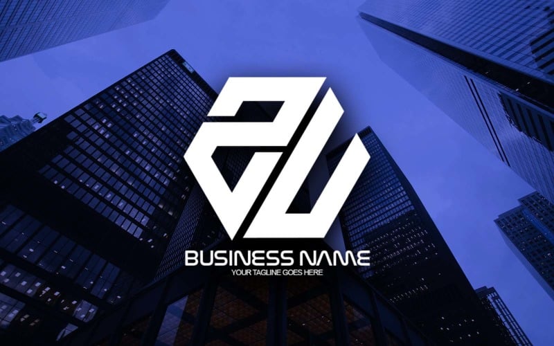 professional polygonal zu letter logo design for your business brand identity original