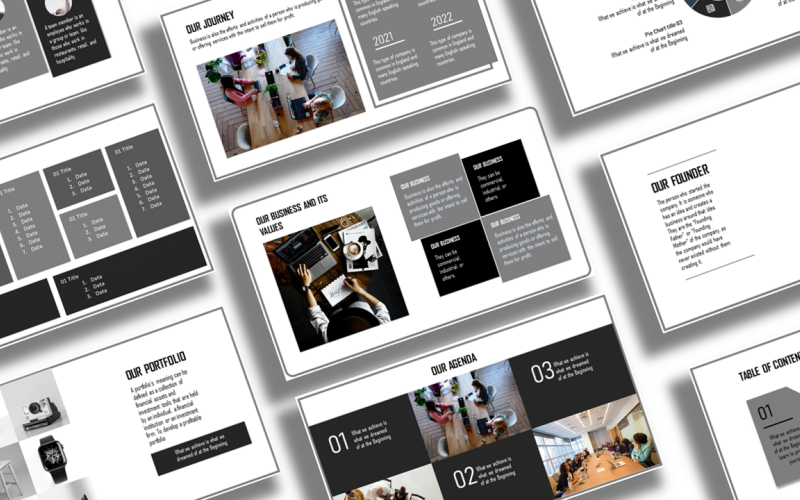 professional powerpoint template for business purposes minimal words with exclusive icons original