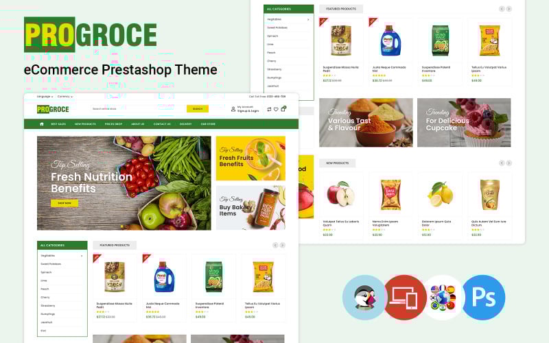 progroce vegetables fruits and grocery store prestashop theme original