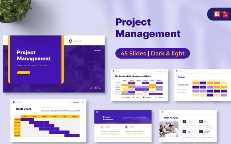 project management powerpoint template vol original