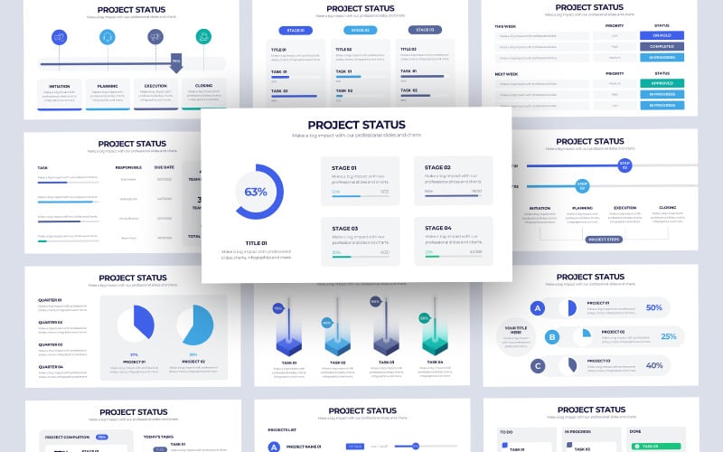 project status infographic powerpoint template original