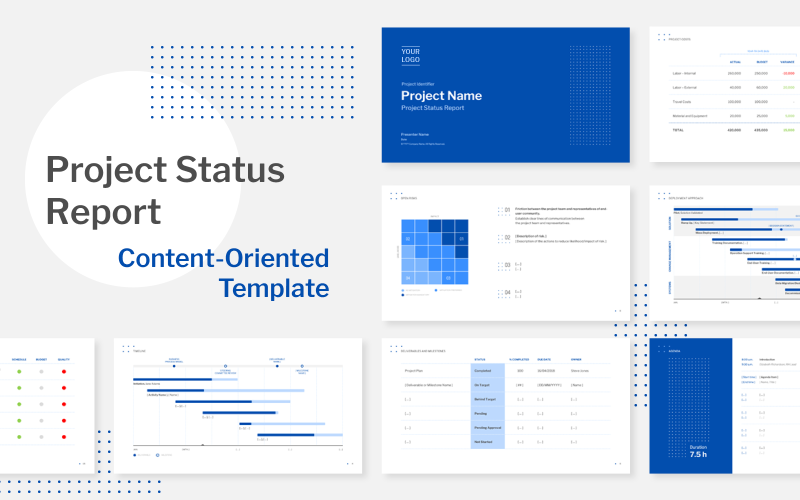project status report content oriented business powerpoint presentation template original