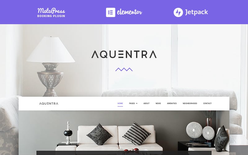 property rental elementor wordpress theme aquentra original