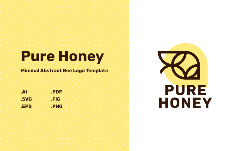 pure honey minimal abstract bee logo template original