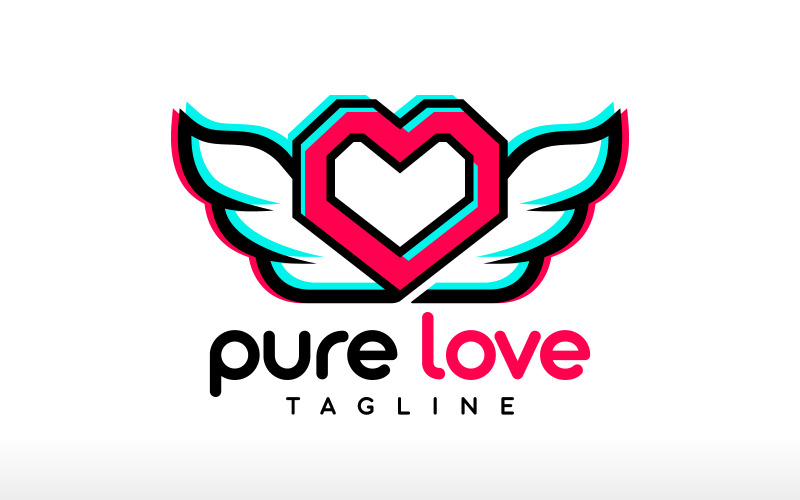 pure love logo design celebration logo freedom icon flying love cuddle cation logo angel wings original