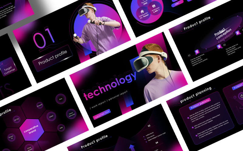 purple technology product vr ai artificial intelligence ppt original