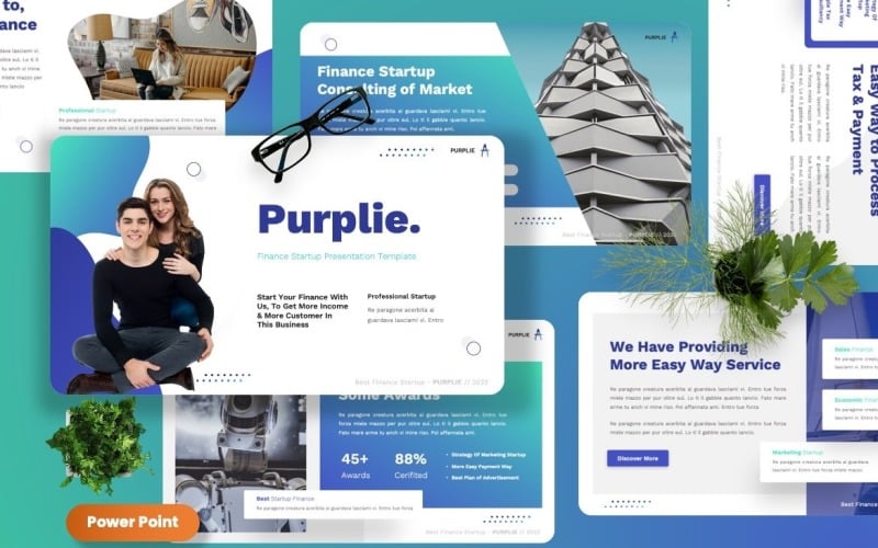 purplie finance startup powerpoint template original