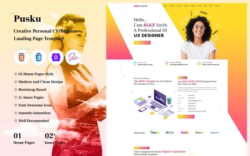 pusku creative personal cv resume landing page template original