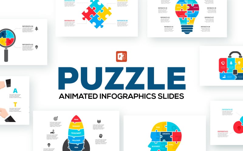 puzzle animated infographics powerpoint template original