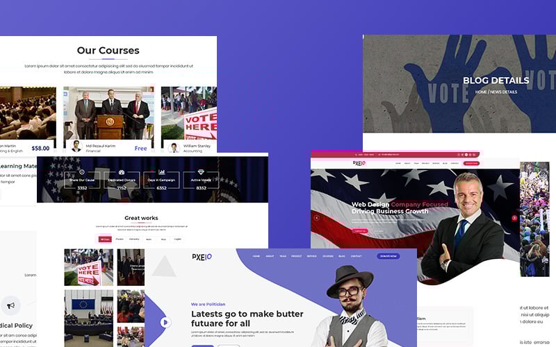 pxeio political responsive landing page template original
