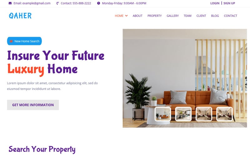 qaher real state landing page template original
