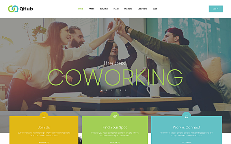 qhub coworking and office space wordpress theme original
