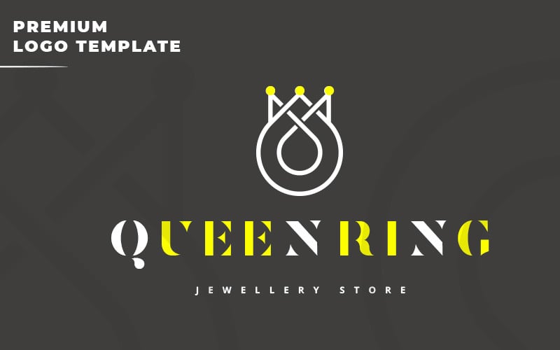queen ring jewellery store logo template original