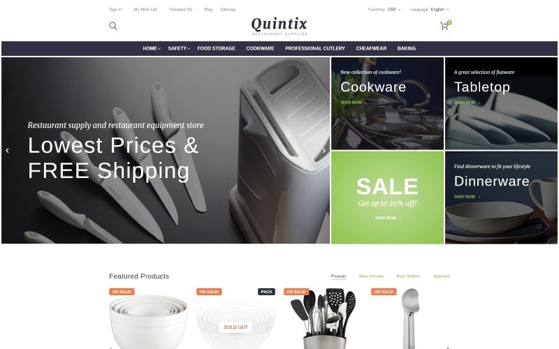 quintix restaurant supplies prestashop theme original