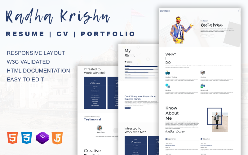 radhakrisn resumecv one page bootstrap template original
