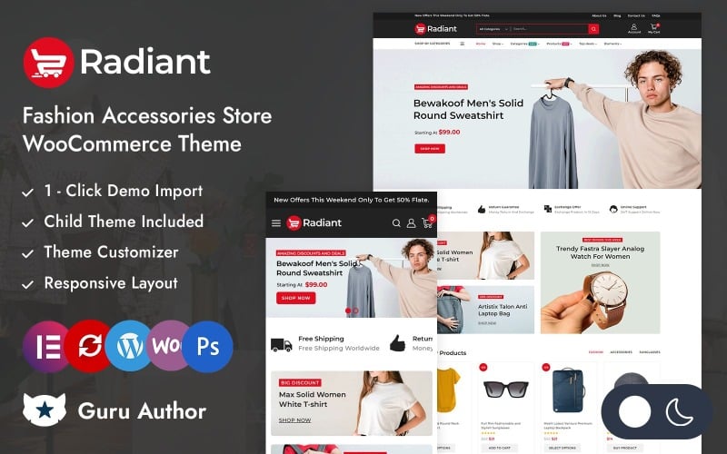 radiant fashion accessories store elementor woocommerce responsive theme original