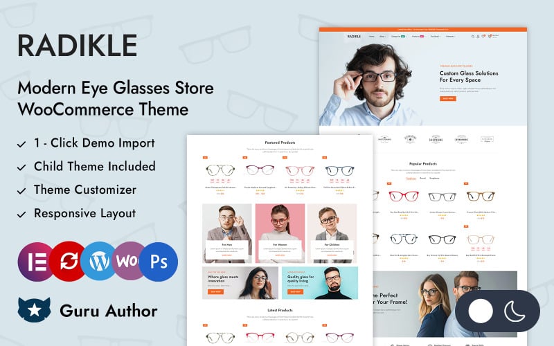 radikle eyewear and eyeglasses store elementor woocommerce responsive theme original