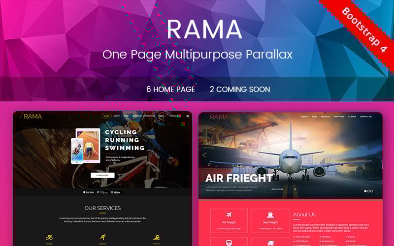 rama one page multipurpose parallax landing page template original