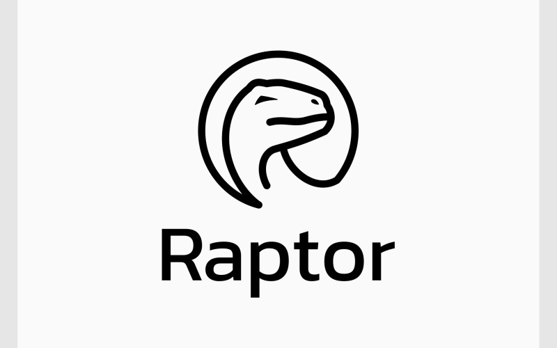 raptor jurassic line art logo original