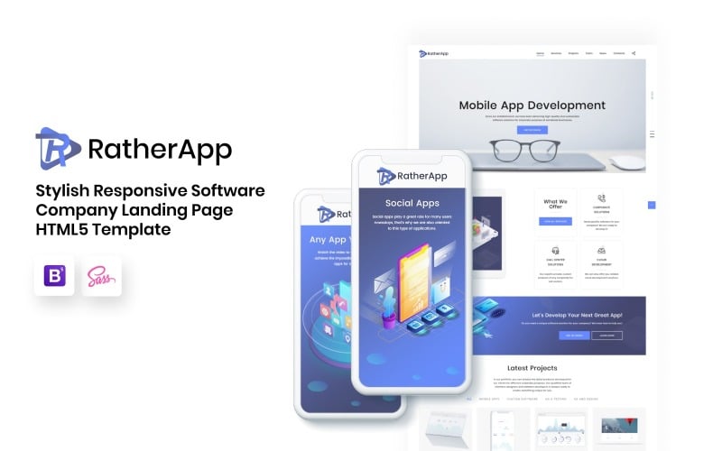 ratherapp software company html landing page template original