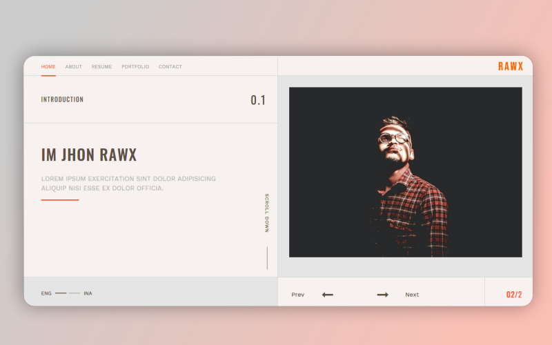 rawx html personal portfolio landing page template original