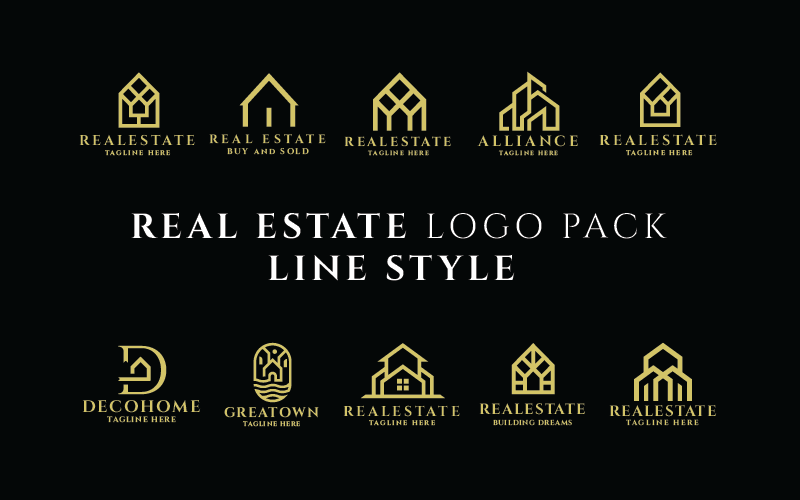 real estate logo pack line style original