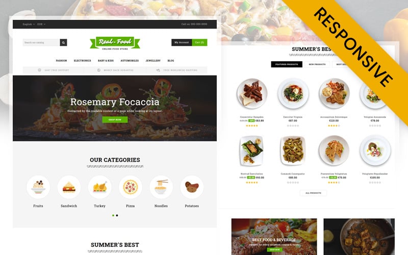 real food restaurant store prestashop theme original