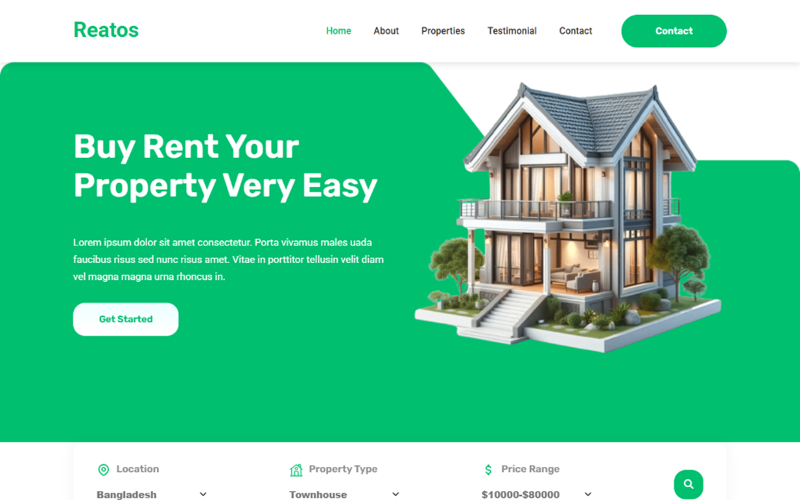 reatos real estate html landing page template original