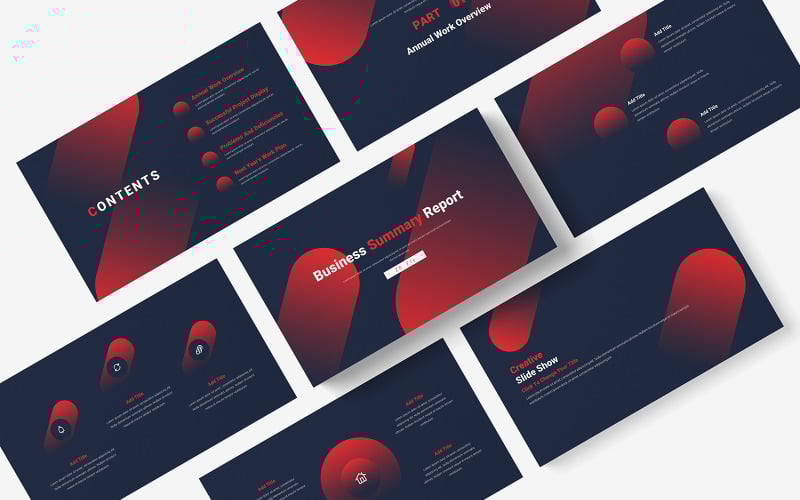 red and black business summary report powerpoint template original