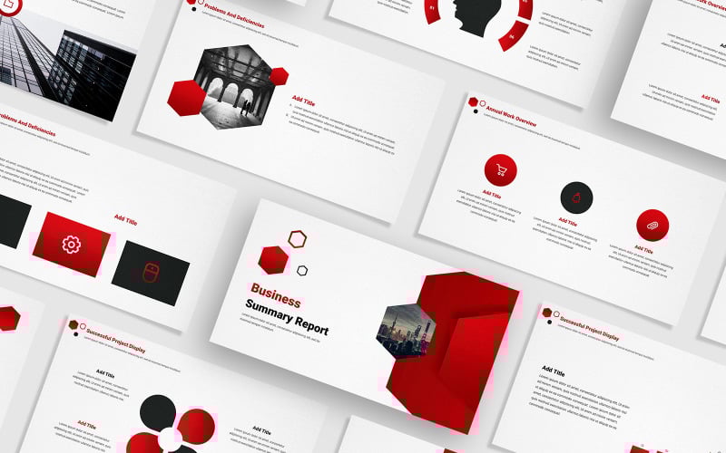 red business summary report powerpoint template original