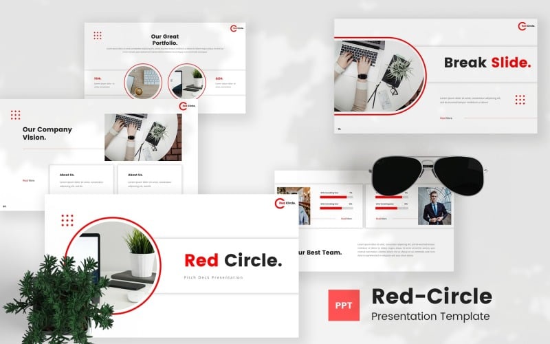 red circle pitch deck portfolio template original