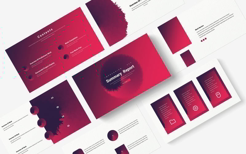 red creative company summary report powerpoint template original