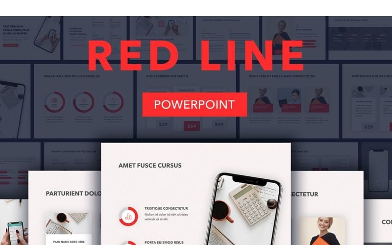red line powerpoint template original