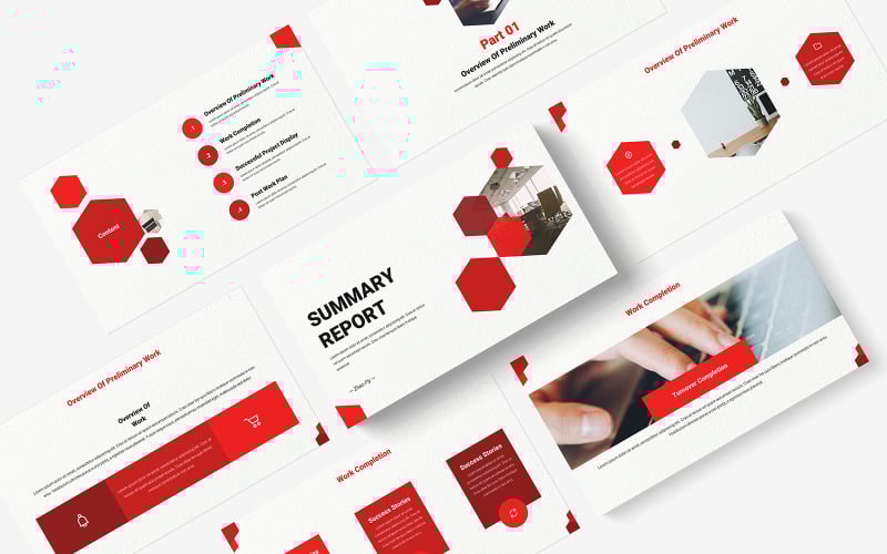 red simple company summary report powerpoint template original