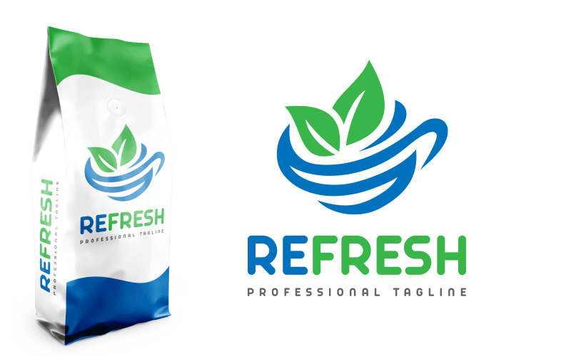 refresh coffee food drink juice logo design original