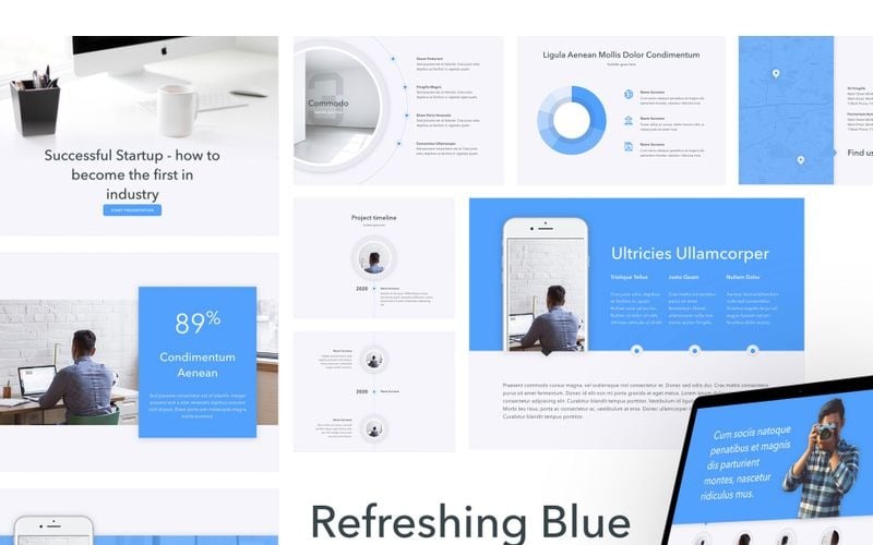 refreshing blue powerpoint template original