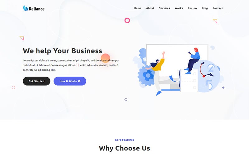 reliance business agency landing page template original